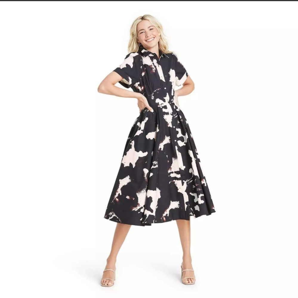 ALEXIS for Target Black Short Sleeve Shirtdress